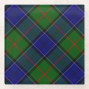 Dessous-de-verre En Verre Colquhoun tartan bleu vert plaid