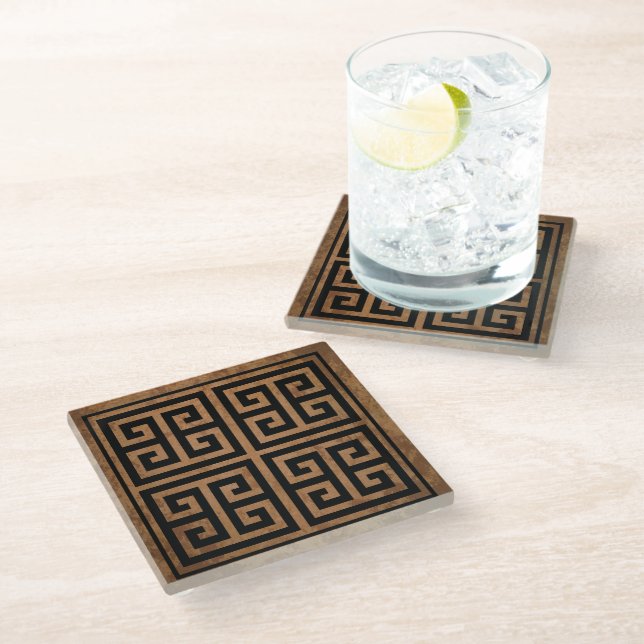 Dessous-de-verre En Verre Conception des Motifs clés grecs (Incliné)