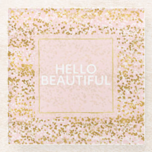 Dessous-de-verre En Verre Confetti rose or
