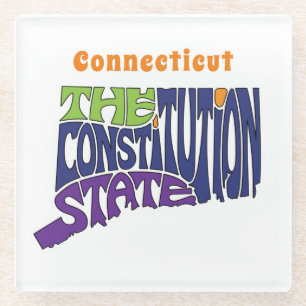 Dessous-de-verre En Verre Connecticut surnom Word Art