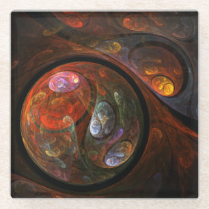 Dessous-de-verre En Verre Connexion fluide Art Abstrait