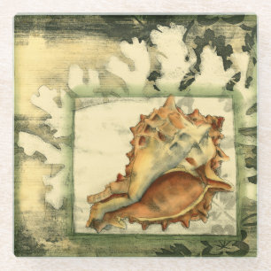 Dessous-de-verre En Verre Conque Shell de silhouette