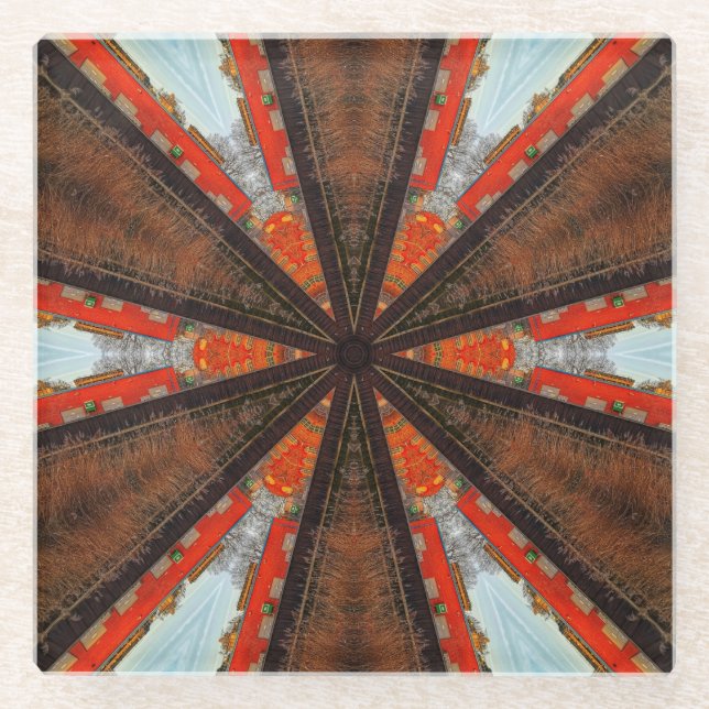 Dessous-de-verre En Verre Cool Kaleidoscope Vue de l'industrie (Devant)