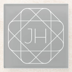 Dessous-de-verre En Verre Cool monogram, style vibe   Grey & White