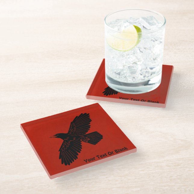 Dessous-de-verre En Verre Corbeau rouge (Incliné)