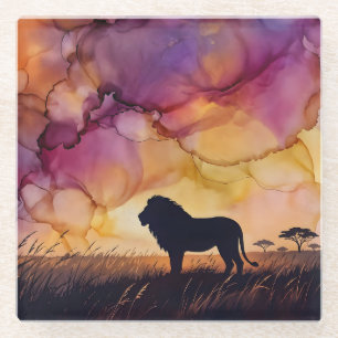 Dessous-de-verre En Verre Coucher de soleil sur la savane