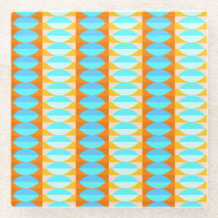 Dessous-de-verre En Verre Couleur Turquoise Bleu Orange Jaune Motif