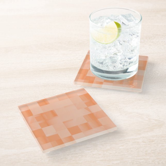 Dessous-de-verre En Verre Couleurs personnalisées des Carrés de Peach Fuzz (Incliné)