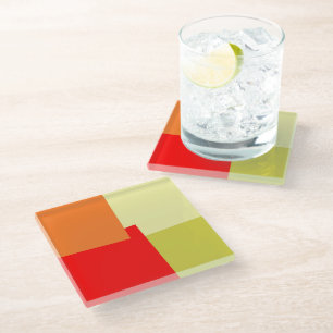 Dessous-de-verre En Verre Couleurs Rétro Modernes Géométrique #3