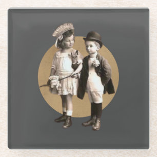 Dessous-de-verre En Verre Coupe photo Vintage pour enfants