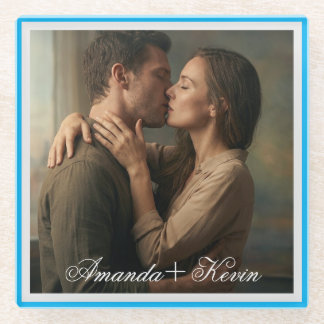 Dessous-de-verre En Verre Couple Photo & Custom Name