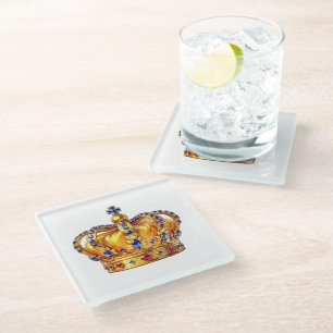 Dessous-de-verre En Verre Couronne royale en or
