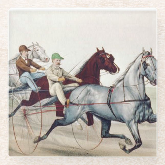 Dessous-de-verre En Verre Course d'attelages SUPÉRIEURE (Devant)