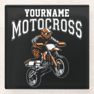 Dessous-de-verre En Verre Course Motocross Dirt Bike Rider personnalisée