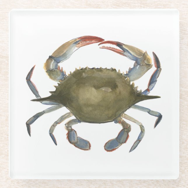 Dessous-de-verre En Verre Crabe d'aquarelle - gris (Devant)