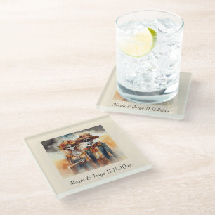 Dessous-de-verre En Verre Crâne sucre, chérie, personnalisé