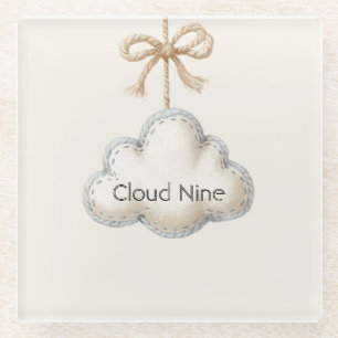 Dessous-de-verre En Verre Crème Bleu Cloud Nine