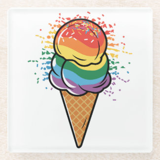 Dessous-de-verre En Verre Crème glacée Rainbow LGBTQ+ Pride