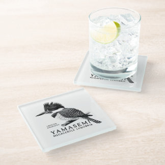 Dessous-de-verre En Verre Crested Kingfisher Black & White