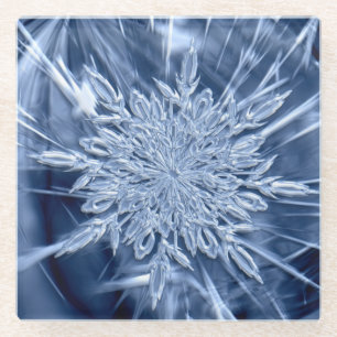 Dessous-de-verre En Verre Cristal de glace de Snowflake