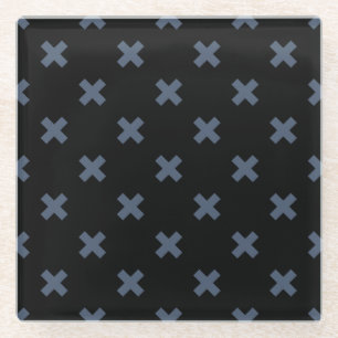 Dessous-de-verre En Verre Crochets bleu-gris sur noir