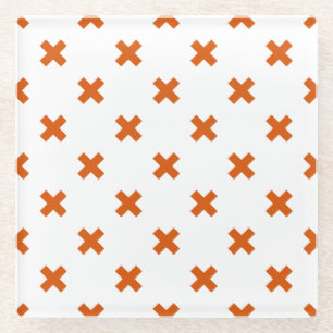 Dessous-de-verre En Verre Crochets orange sur blanc