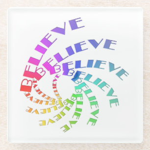 Dessous-de-verre En Verre CROIRE Motivation inspirante Mots texte