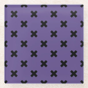 Dessous-de-verre En Verre Croix noire sur ultra violet
