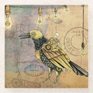 Dessous-de-verre En Verre Crow Steampunk