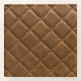 Dessous-de-verre En Verre Cuir Brown, dessin motif rhombus