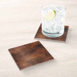 Dessous-de-verre En Verre Cuir Brown Faux