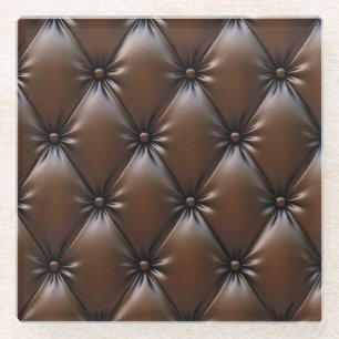 Dessous-de-verre En Verre Cuir Chocolat : Texture de Revêtement Luxueux