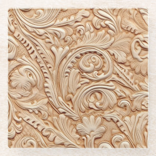 Dessous-de-verre En Verre Cuir en faux beige