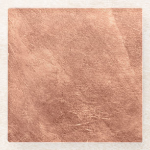 Dessous-de-verre En Verre Cuivre brossé, texture métallique.