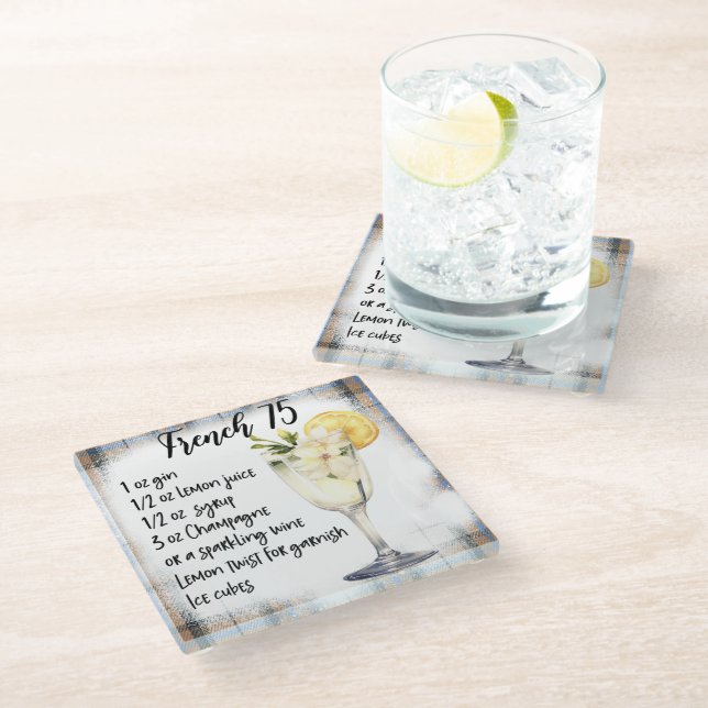 Dessous-de-verre En Verre Cute French 75 Cocktail Recette (Incliné)