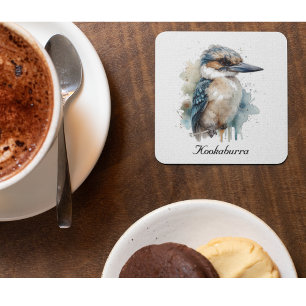 Dessous-de-verre En Verre Cute Kookaburra sur une branche, personnalisé