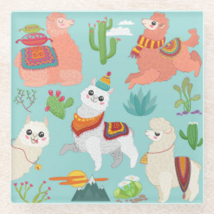 Dessous-de-verre En Verre Cute Llamas