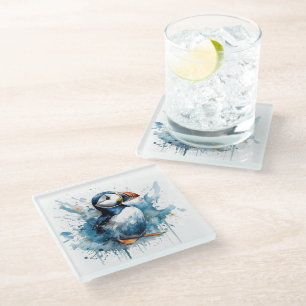 Dessous-de-verre En Verre Cute macaron en bleu aquarelle