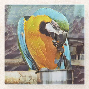 DESSOUS-DE-VERRE EN VERRE CUTE MACAW