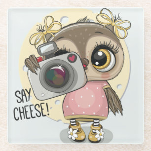 Dessous-de-verre En Verre Cute Owl