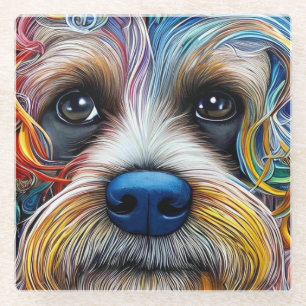 Dessous-de-verre En Verre Cute Pop Art Terrier