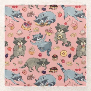 Dessous-de-verre En Verre Cute Racoons
