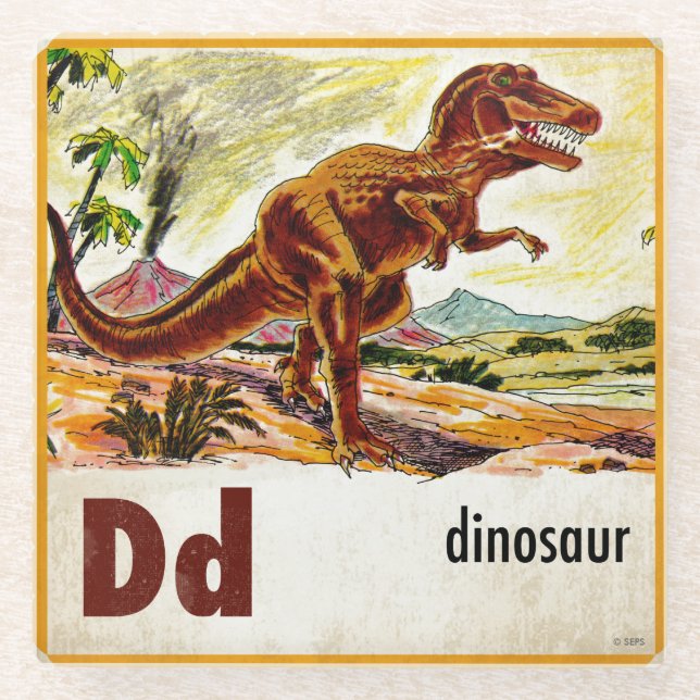 Dessous-de-verre En Verre D est pour le dinosaure (Devant)