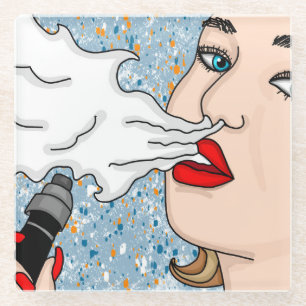 Dessous-de-verre En Verre Dame Vaping Style Rétro