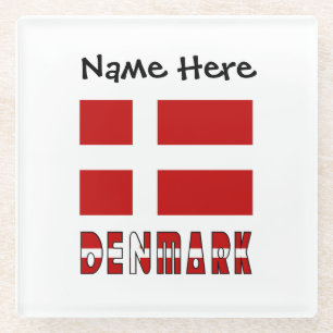 Dessous-de-verre En Verre Danemark et Drapeau Danois Personnalisés 