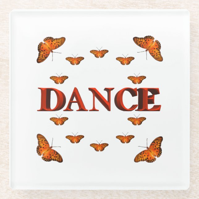 Dessous-de-verre En Verre Danse avec des papillons design (Devant)