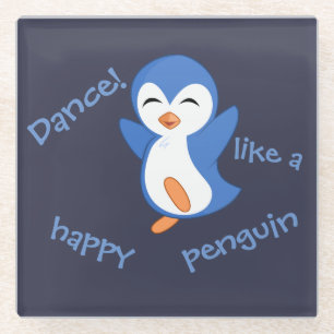Dessous-de-verre En Verre Danse comme un joyeux pingouin