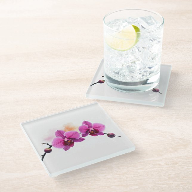 Dessous-de-verre En Verre Dawn Bloom Orchid (Incliné)