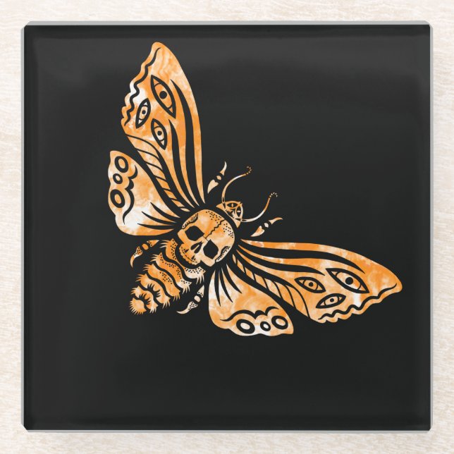 Dessous-de-verre En Verre Death's Head Moth  (Devant)