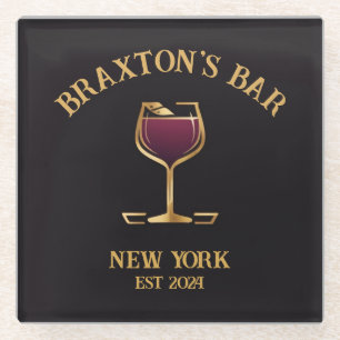 Dessous-de-verre En Verre Décor de la barre des signes du pub personnalisé a